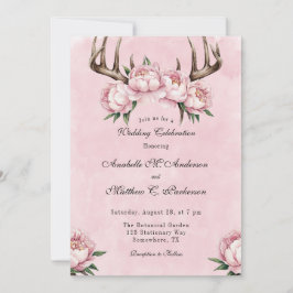 Convite Boho Antler com Celebração de Casamento de Peões R