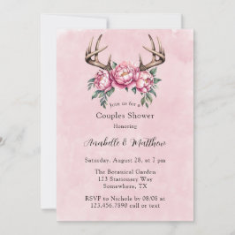 Convite Boho Antler com Chá de casamento de Peões Rosa