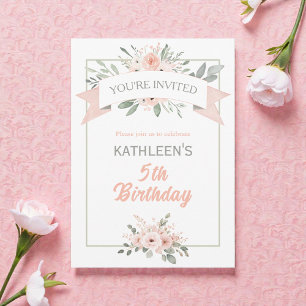 Convite Boho Aquarela Aniversário Rosa e Turquesa