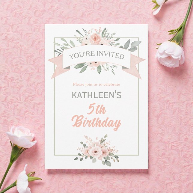 Convite Boho Aquarela Aniversário Rosa e Turquesa (Criador carregado)