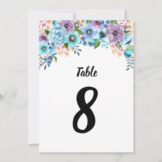 Convite Boho Aquarela Floral Lilás & Azul Personalize (Frente)
