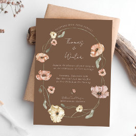 Convite Boho Aquarela Islandesa Flores Papoulas da Islândi