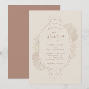 Convite Boho Arch e Palm Terracotta e Ivory Wedding I