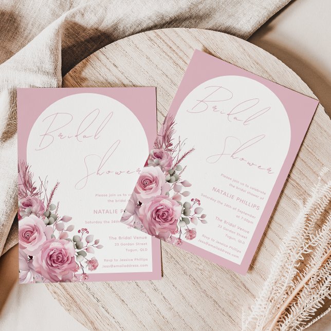Convite Boho Arco Belo Chá de panela Floral Blush (Criador carregado)