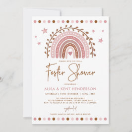 Convite Boho Arco-íris | Chuveiro Foster Terracota Rosa Su