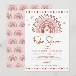 Convite Boho Arco-íris | Chuveiro Foster Terracota Rosa Su