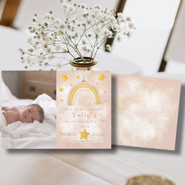 Convite Boho arco-íris pinky magro estrelas douradas