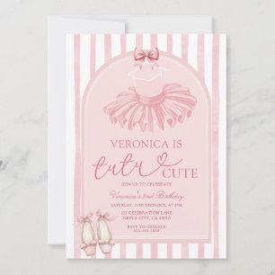 Convite Boho Arco Laço Rosa Tutu Bailarina Fofa Aniversári