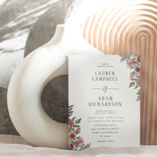 Convite Boho Autumn Floral Terracotta Wedding