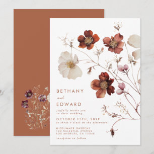 Convite Boho Autumn Floral Wedding