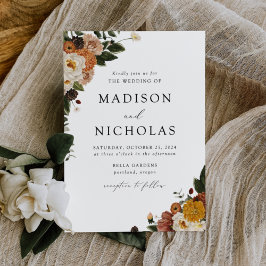 Convite Boho Autumn Floral Wedding