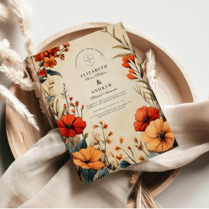 Convite Boho Autumn Floral Wedding