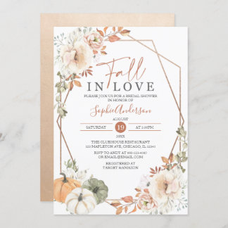 Convite Boho Autumn Pumpkin Cai No Amor Chá de panela Inv