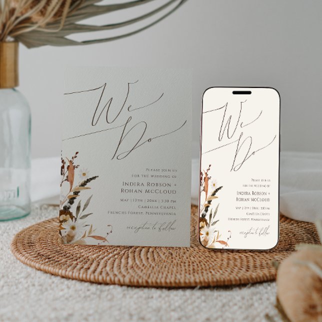 Convite Boho Autumn Wildflower | Beige Fazemos Casamento (Criador carregado)