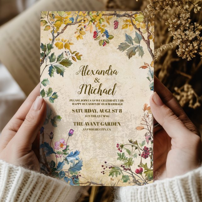 Convite Boho Autumn Wildflower Botanical Weding (Criador carregado)