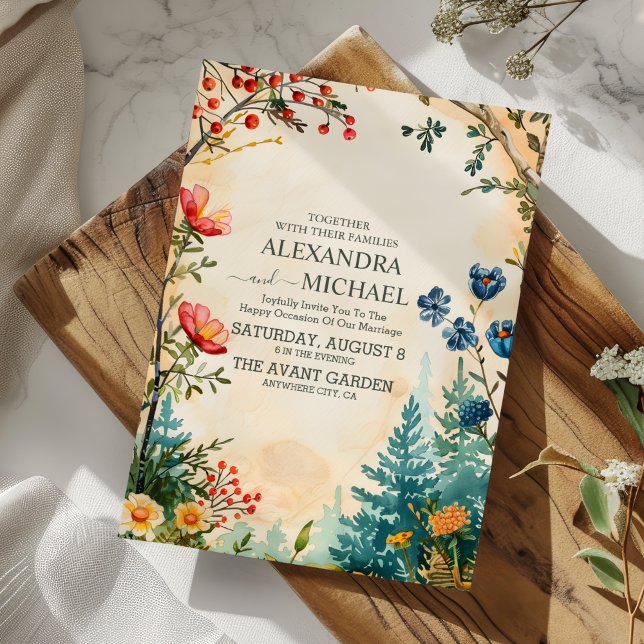 Convite Boho Autumn Wildflower Botanical Weding (Criador carregado)