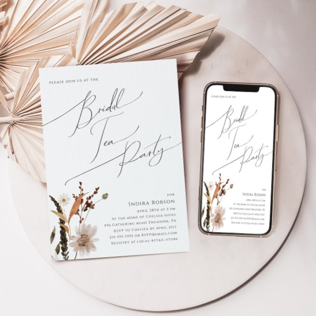 Convite Boho Autumn Wildflower | Bridal Tea Party (Criador carregado)