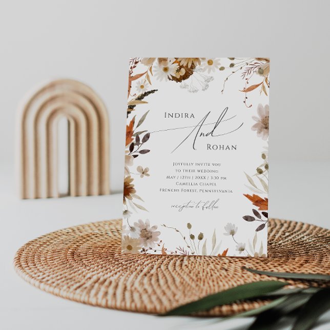 Convite Boho Autumn Wildflower | Casamento Casual (Criador carregado)