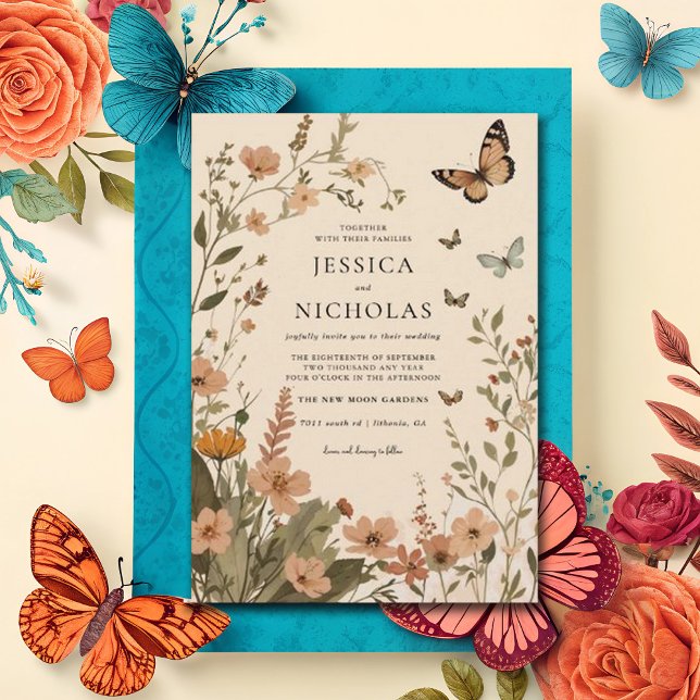 Convite Boho Autumn Wildflower Watercolor Casamento Floral (Criador carregado)