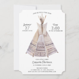 Convite Boho Aztec Teepee Primeiro Aniversário