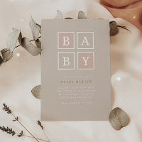 Boho Baby Blocks Dusty Pink Modern Baby Shower |