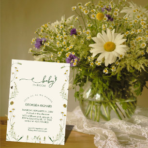 Convite Boho Baby de Flores Silvestres em Flor Baby Shower
