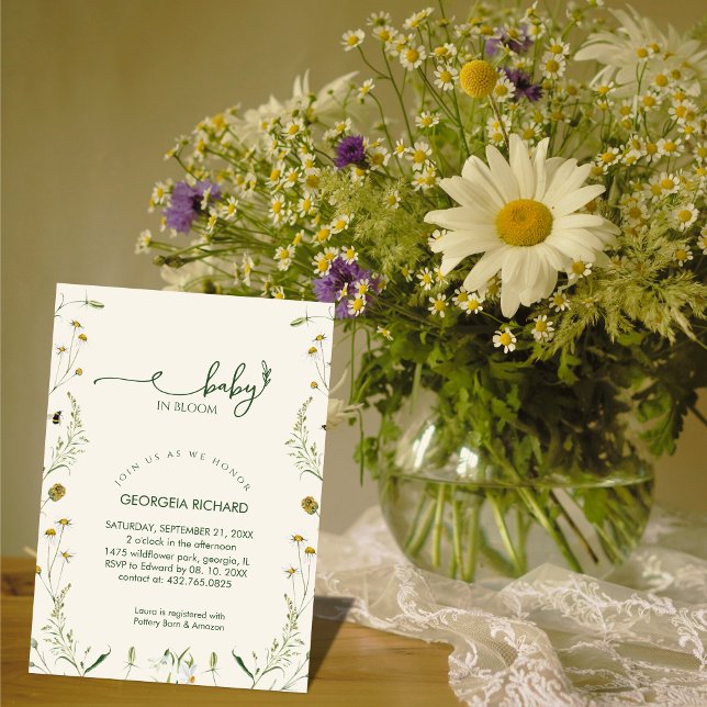 Convite Boho Baby de Flores Silvestres em Flor Baby Shower (Criador carregado)