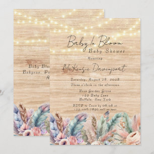 Convite Boho Baby In Bloom Chá de fraldas