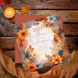 Convite Boho Baby in Bloom Fall Floral Frame Baby Shower