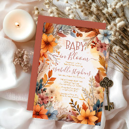 Convite Boho Baby in Bloom Fall Floral Frame Chá de fralda