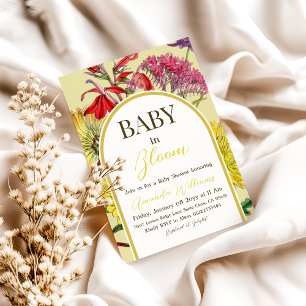Convite Boho Baby in Bloom Yellow Floral Chá de fraldas