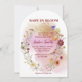 Convite Boho Baby In Flor Wildflower Watercolor