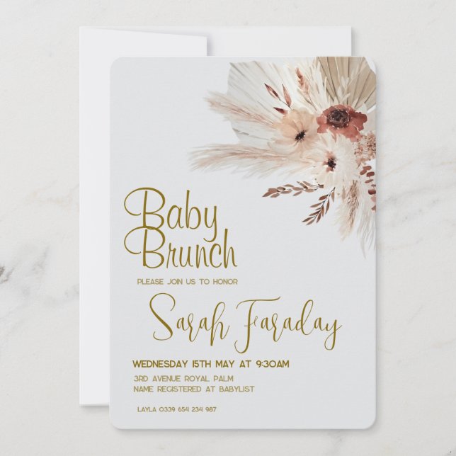 Convite Boho Baby Shower Invitation (Frente)