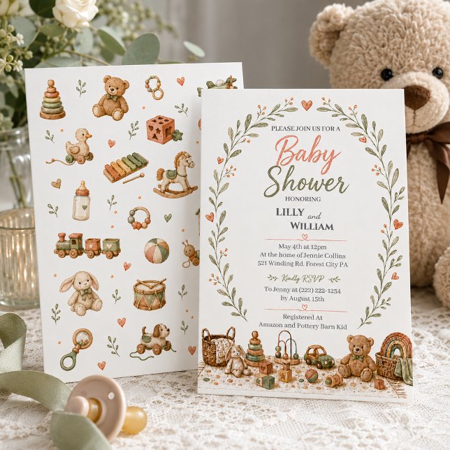 Convite Boho Baby Toys Shower Invitation (Criador carregado)