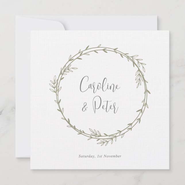 Convite Boho Bamboo Folha Botânica Molha Elegante Verde (Frente)