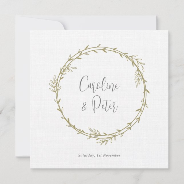 Convite Boho Bamboo Folha Botânica Molha Elegante Verde (Frente)