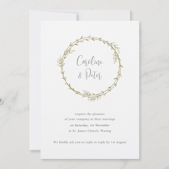 Convite Boho Bamboo Folha Botânica Molha Elegante Verde (Frente)