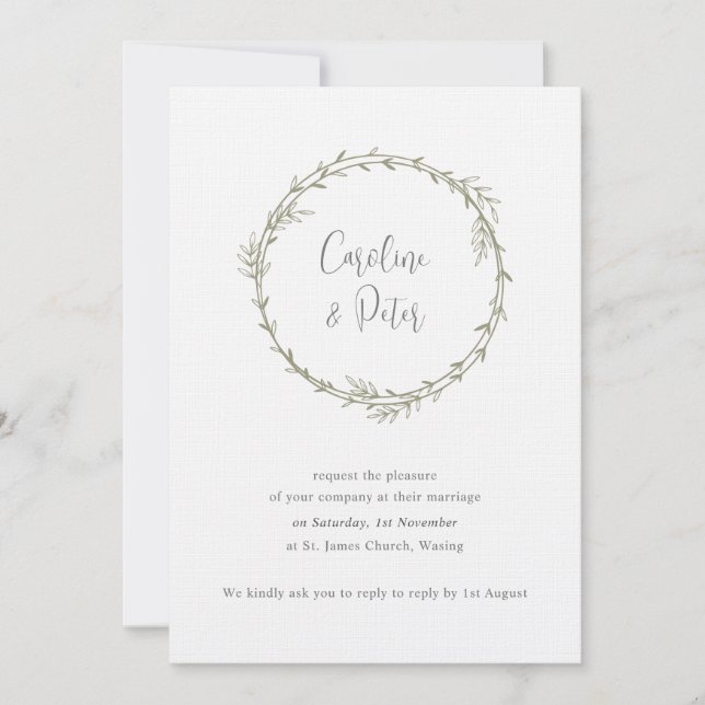 Convite Boho Bamboo Folha Botânica Molha Elegante Verde (Frente)