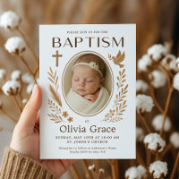 Convite Boho Baptism com Foto