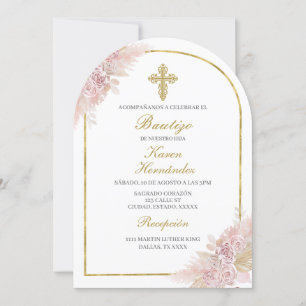 Convite Boho Baptism espanhol
