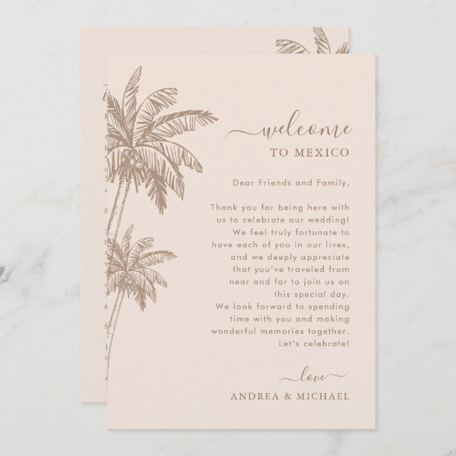 Convite Boho Beach Wedding - Carta Itinerária (Frente/Verso)