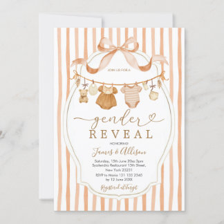 Convite Boho Bear Rustic Baby Clothesline Gênero Revelação