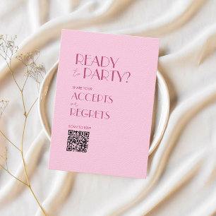 Convite Boho Beige Brown Bold Wedding Código QR RSVP