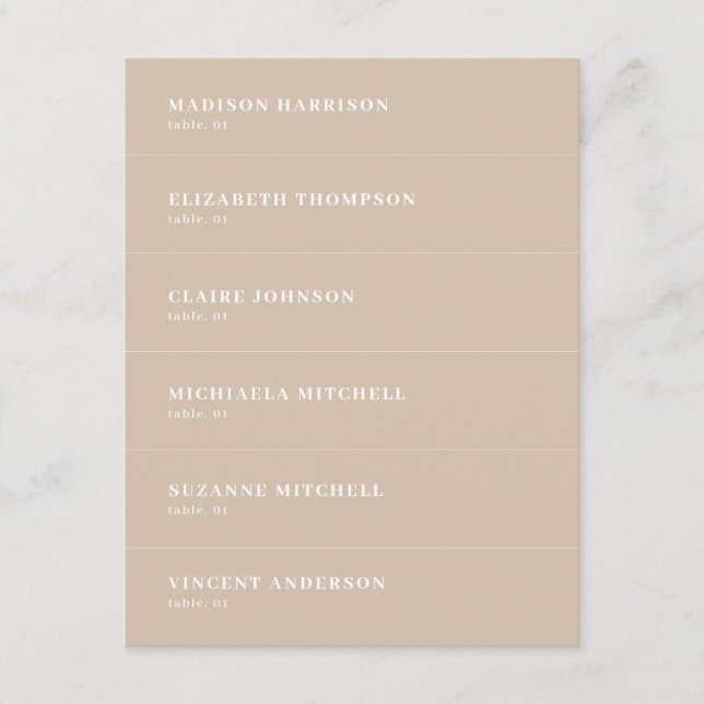 Convite Boho Beige Casamento Nome Place Card DIY (Frente)