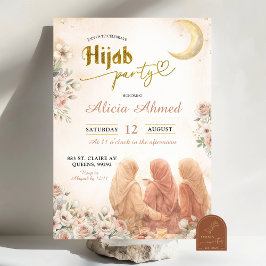 Convite Boho Beige Floral Hijab Party
