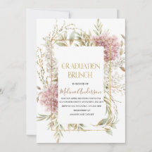 Boho  Beige Flowesr  gold watercolor graduation br