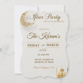 Convite Boho Beige Minimalist Mosque Ramadan Iftar Party 