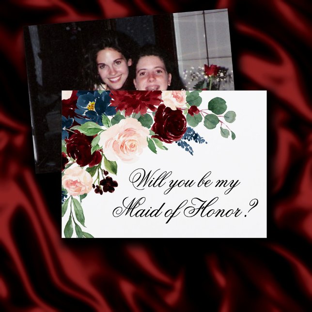 Convite Boho Bloom | Marinho Borgonha Festa de Bridal Faça (Criador carregado)