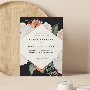 Convite Boho Blooms Casamento Floral Geométrico Moderno