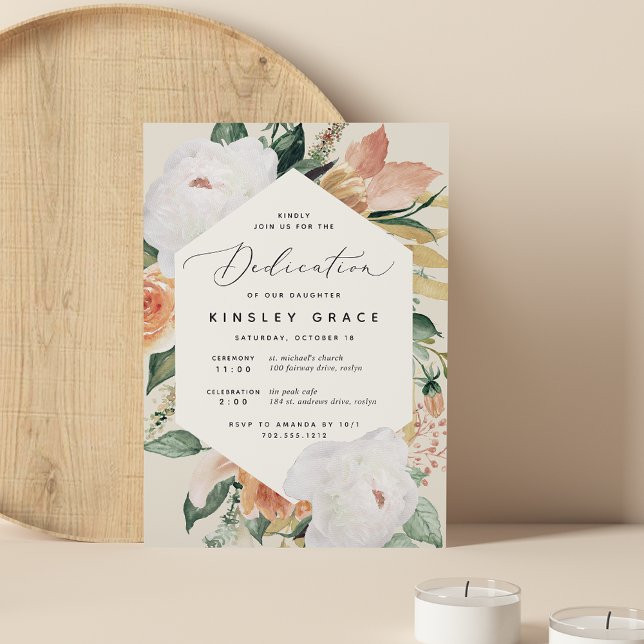 Convite Boho Blooms | Dedicação Floral Moderna para Bebês (Criador carregado)